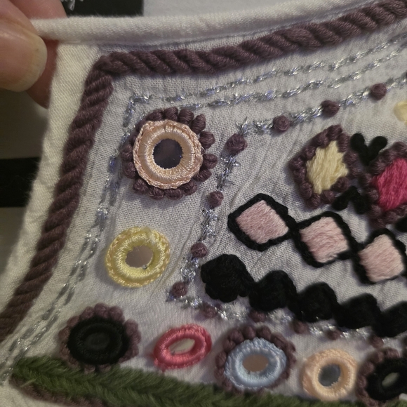 Lord & Taylor Blouse with Multicolor Embroidery Bohemian - Picture 4 of 13